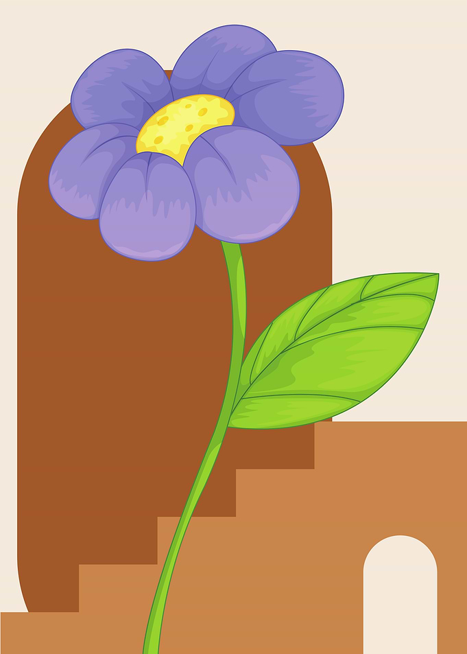 Purple Flower with Geometric Background