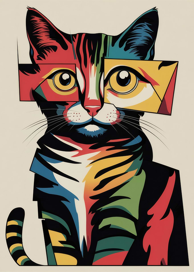 Colorful Geometric Cat Portrait