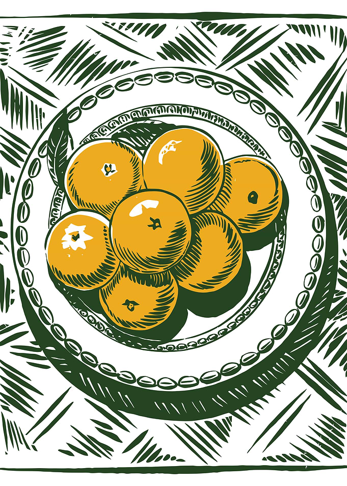 Oranges on Plate Still Life