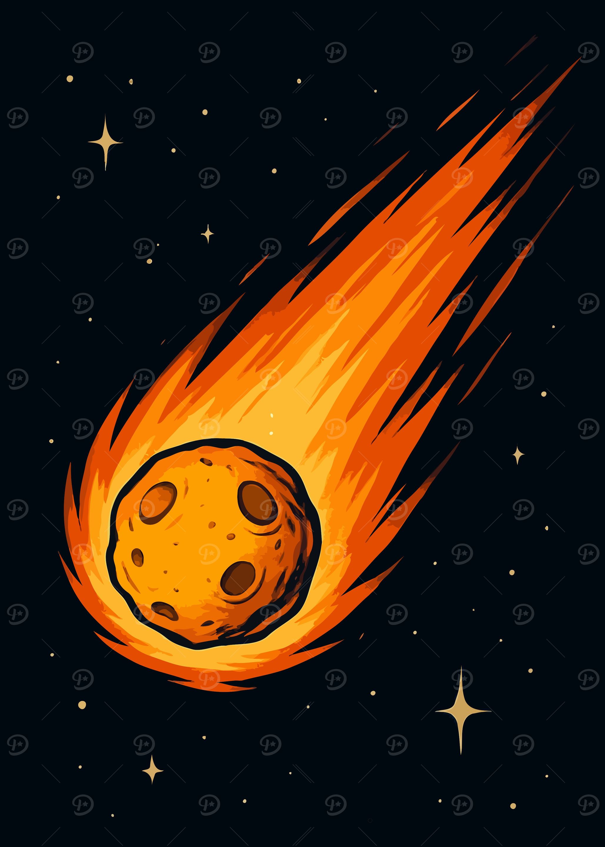 Cartoon Comet Streaking Through Space