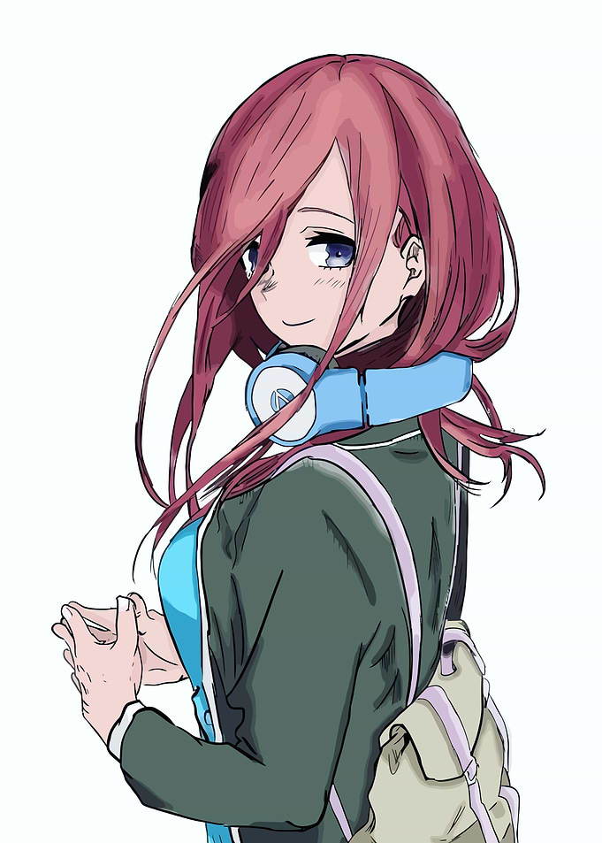 Anime Girl with Headphones and Backpack