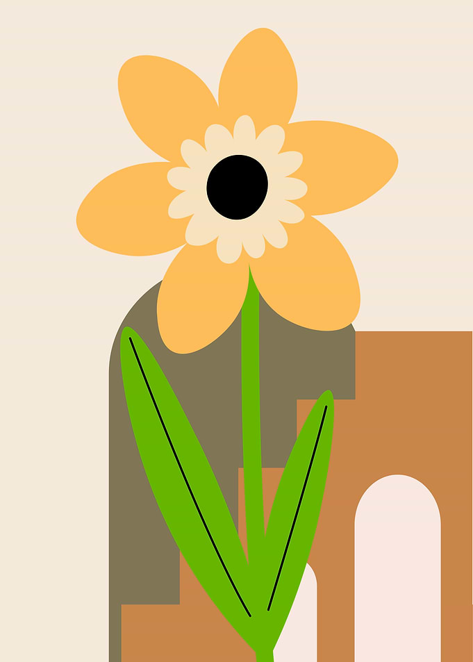 Minimalist Floral Art with Geometric Shapes