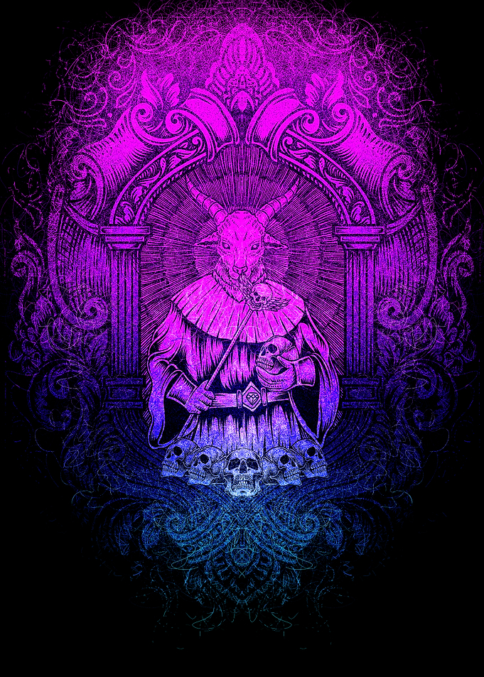 Horned Figure in Purple and Blue
