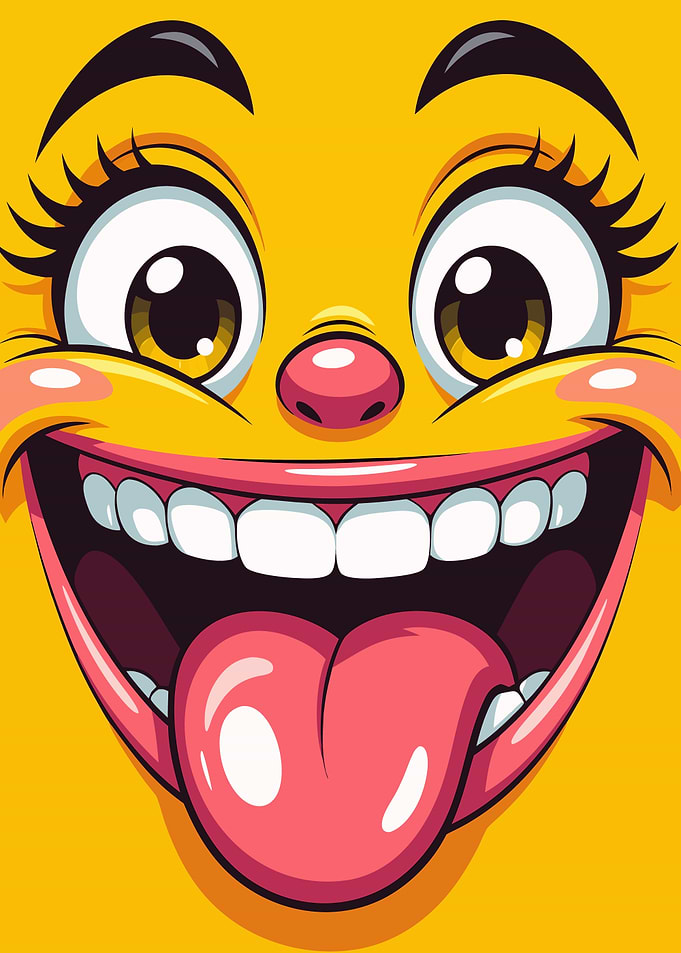 Cartoon Face with Tongue Out