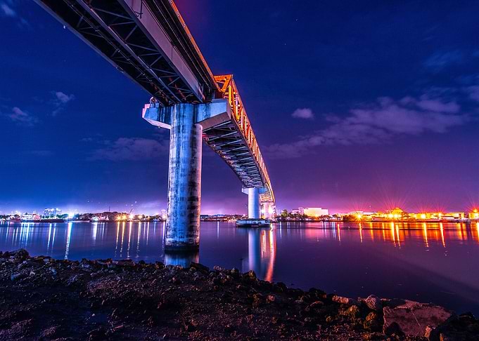 night bridge over water