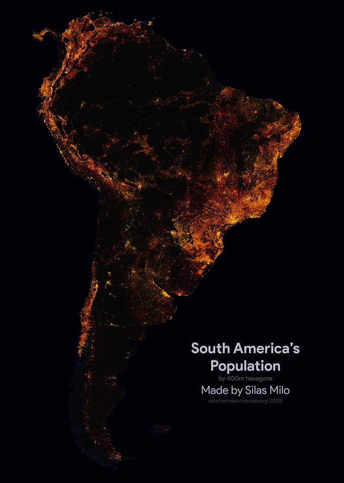 South America Population Density Map
