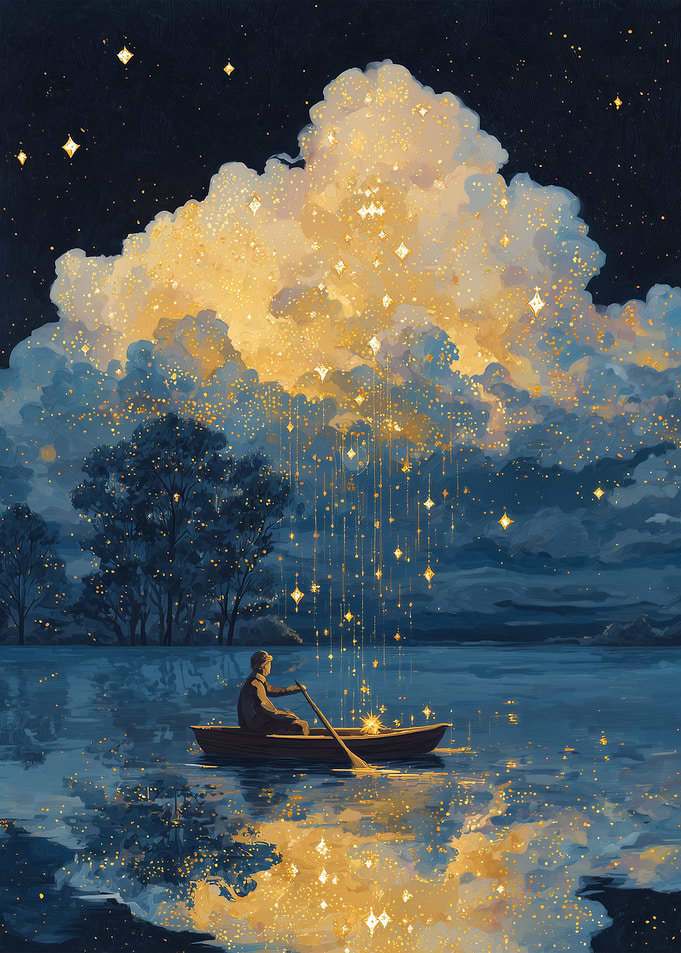 Dreamy Boat Ride Under Starry Sky