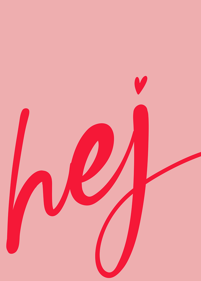 Hej Red Script on Pink Background