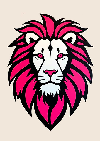 Pink Lion Head Graphic Illustration