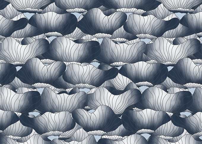 Floral Pattern in Blue and Gray