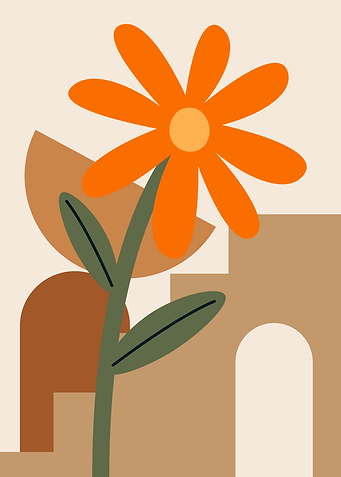 Abstract Floral Art with Geometric Shapes
