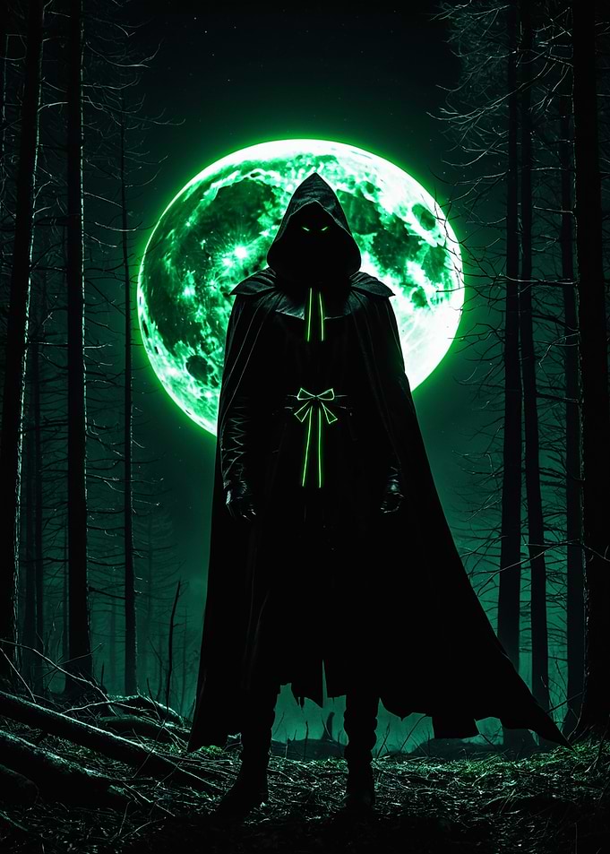 Shadow Hunter - Neon Eyes in the Moonlit Forest