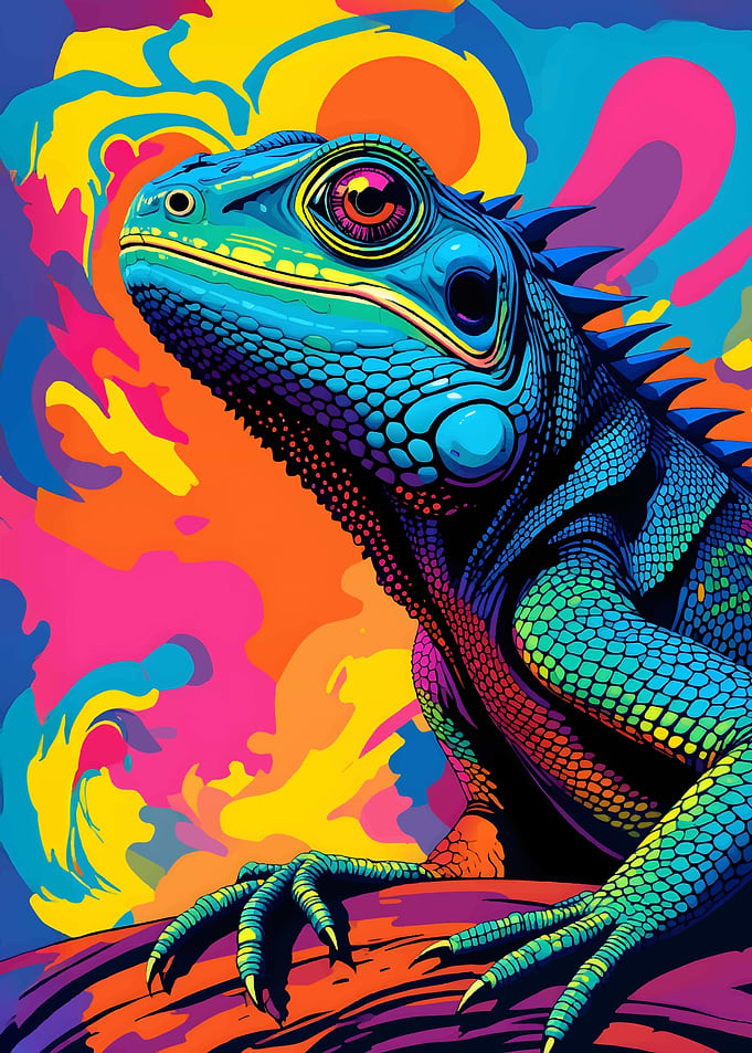 Psychedelic Lizard Portrait