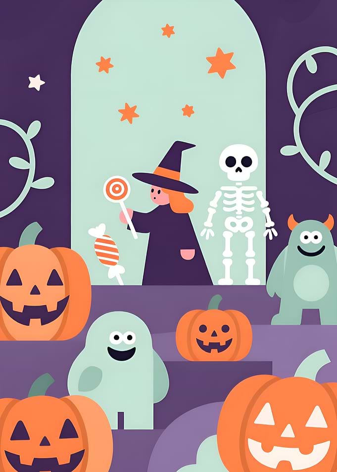 Cute Halloween Cartoon Illustration