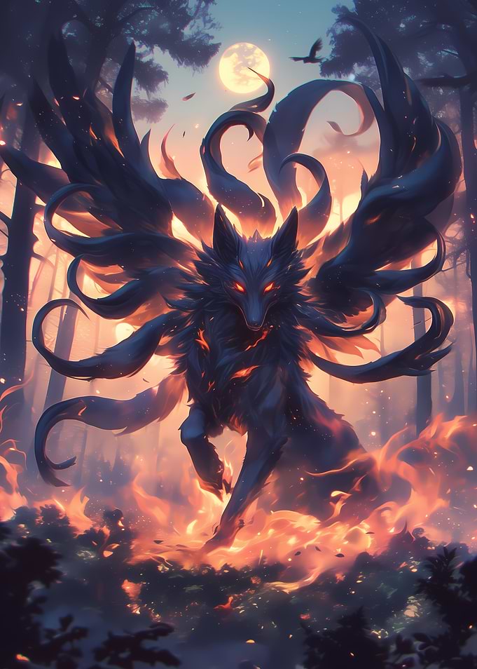 Nine-Tailed Fox in Forest