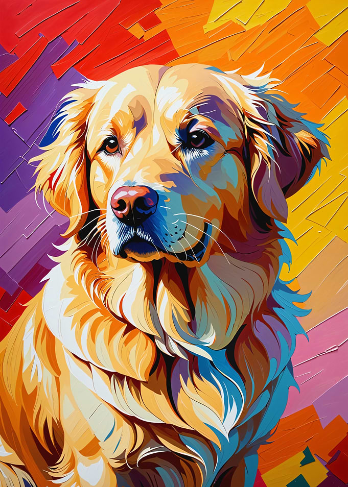 Colorful Golden Retriever Portrait