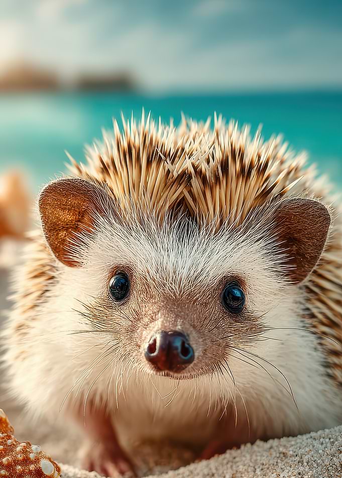 Hedgehog on a Tropical Beach