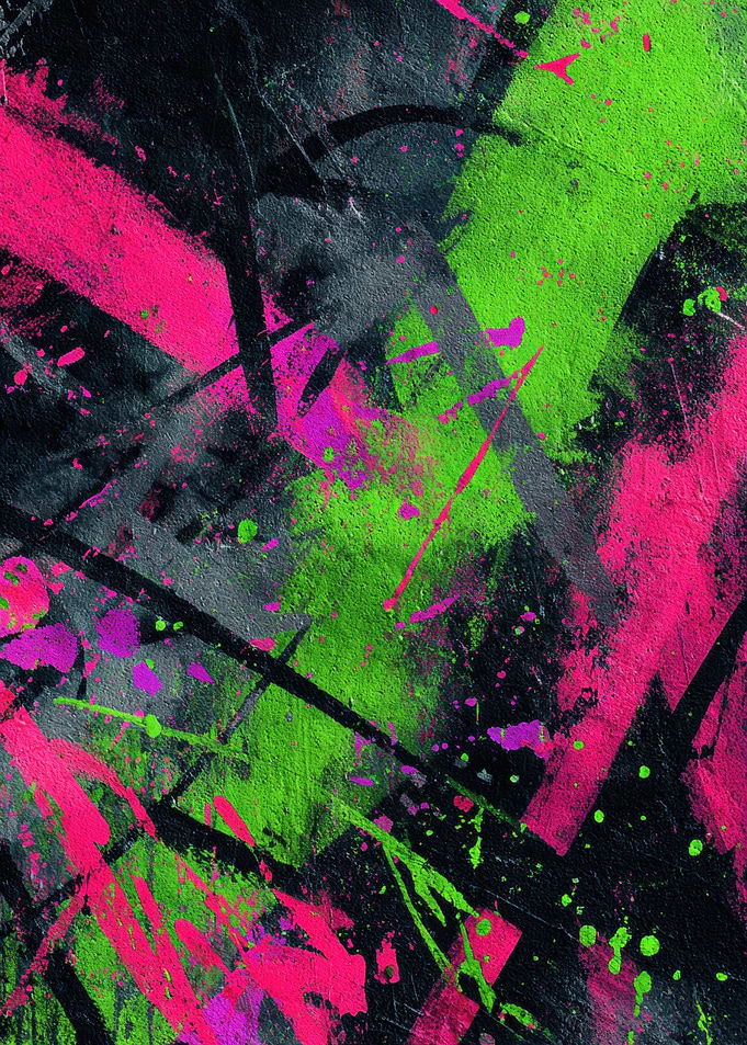 Abstract Neon Splatter Art