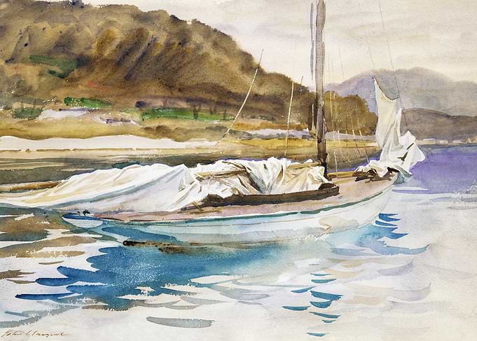 Watercolor Painting of Idle Sails