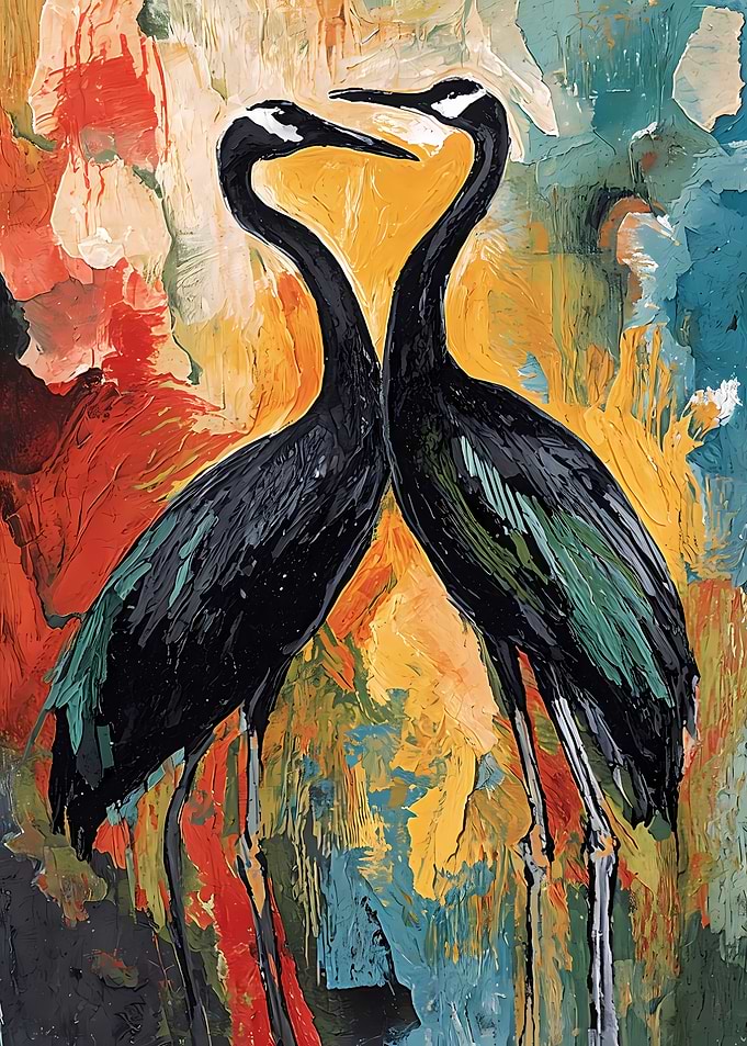 Two Cranes Painting
