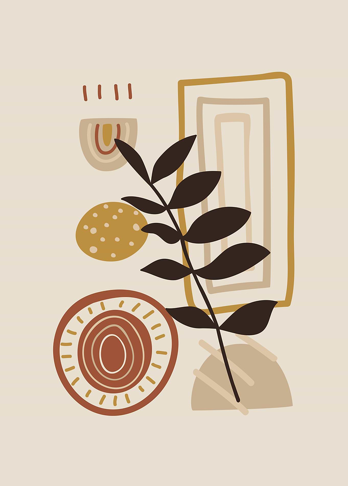 Abstract Botanical Art with Geometric Shapes