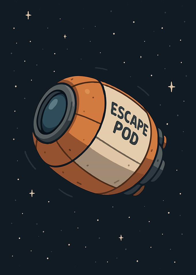 Cartoon Escape Pod in Space