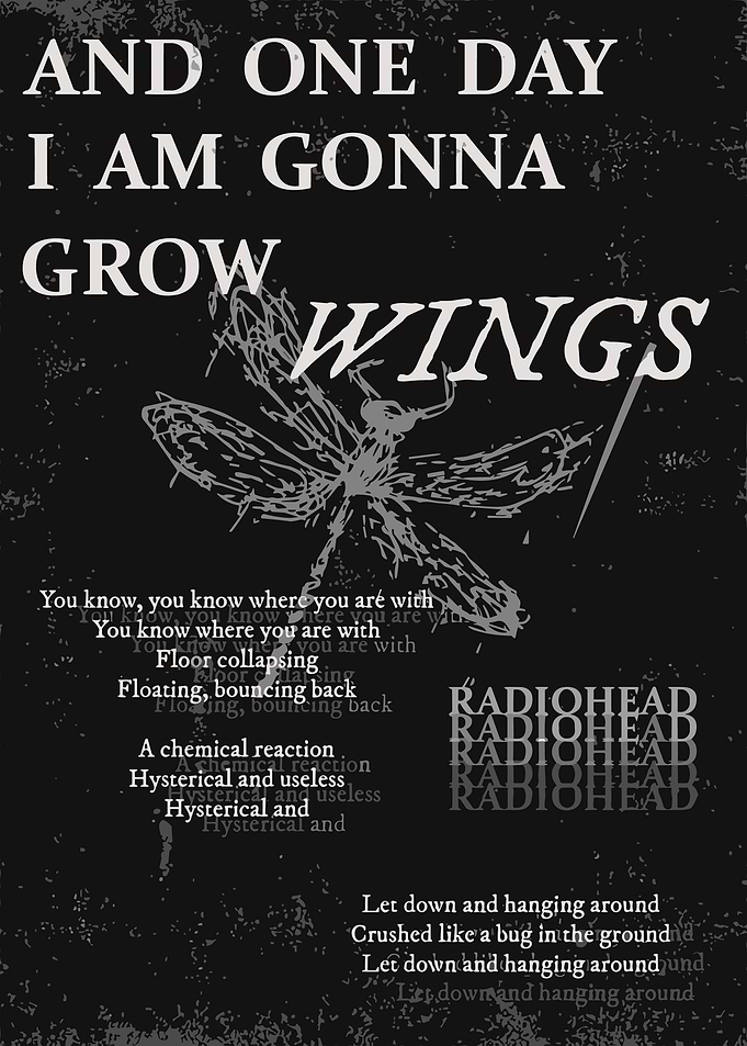 Radiohead Lyrics and Wings Graphic