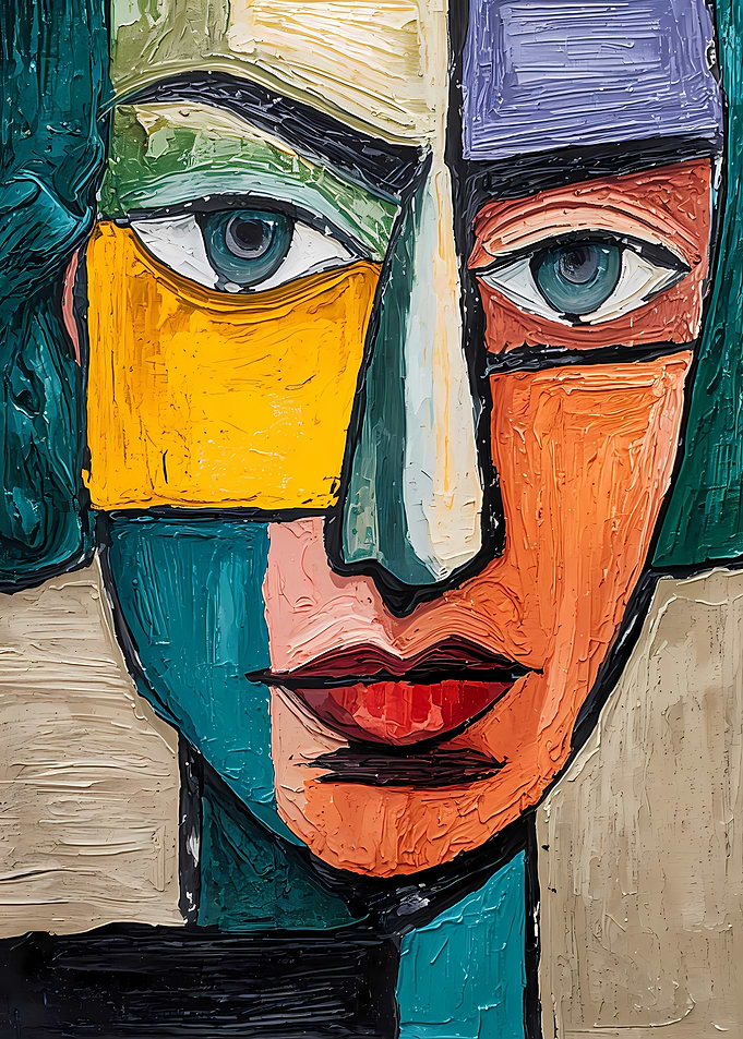 Abstract Portrait Painting with Bold Colors