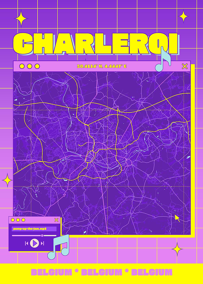 Charleroi Map Retro Style