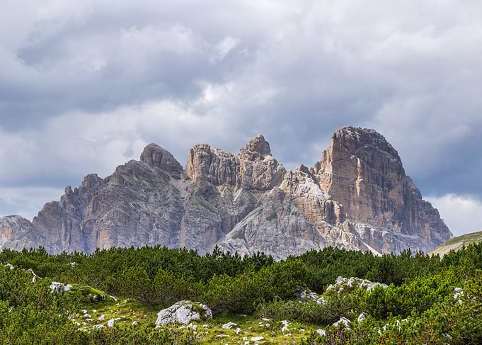 Mountain Range Landscape with Greenery - Dolomites - Italy