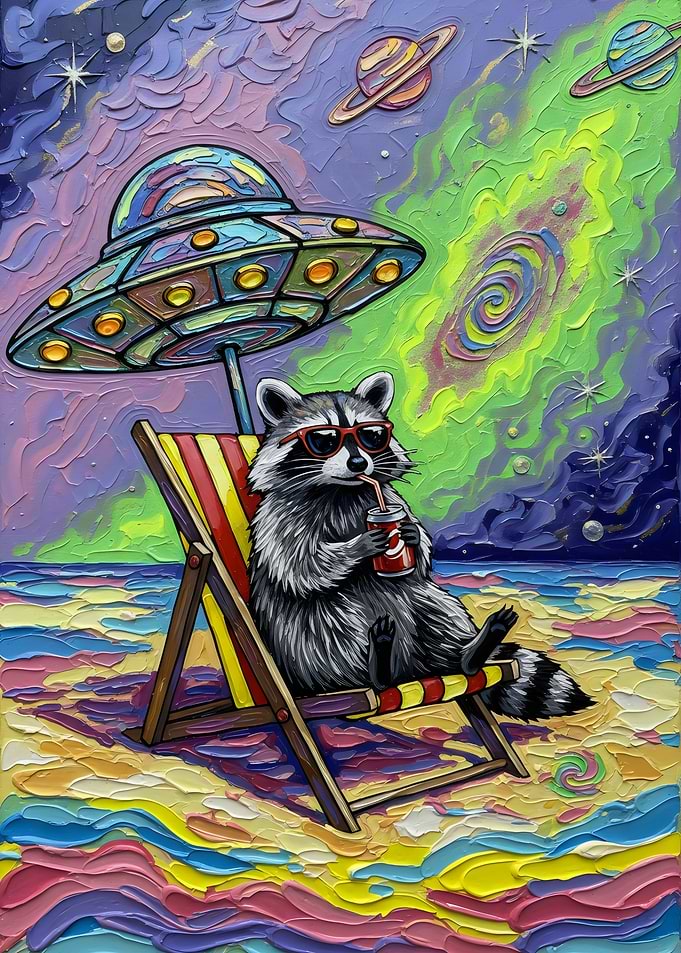 Raccoon Beach Vacation Under UFO