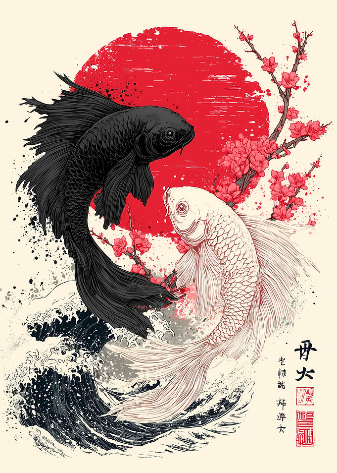 Yin Yang Koi Fish Art