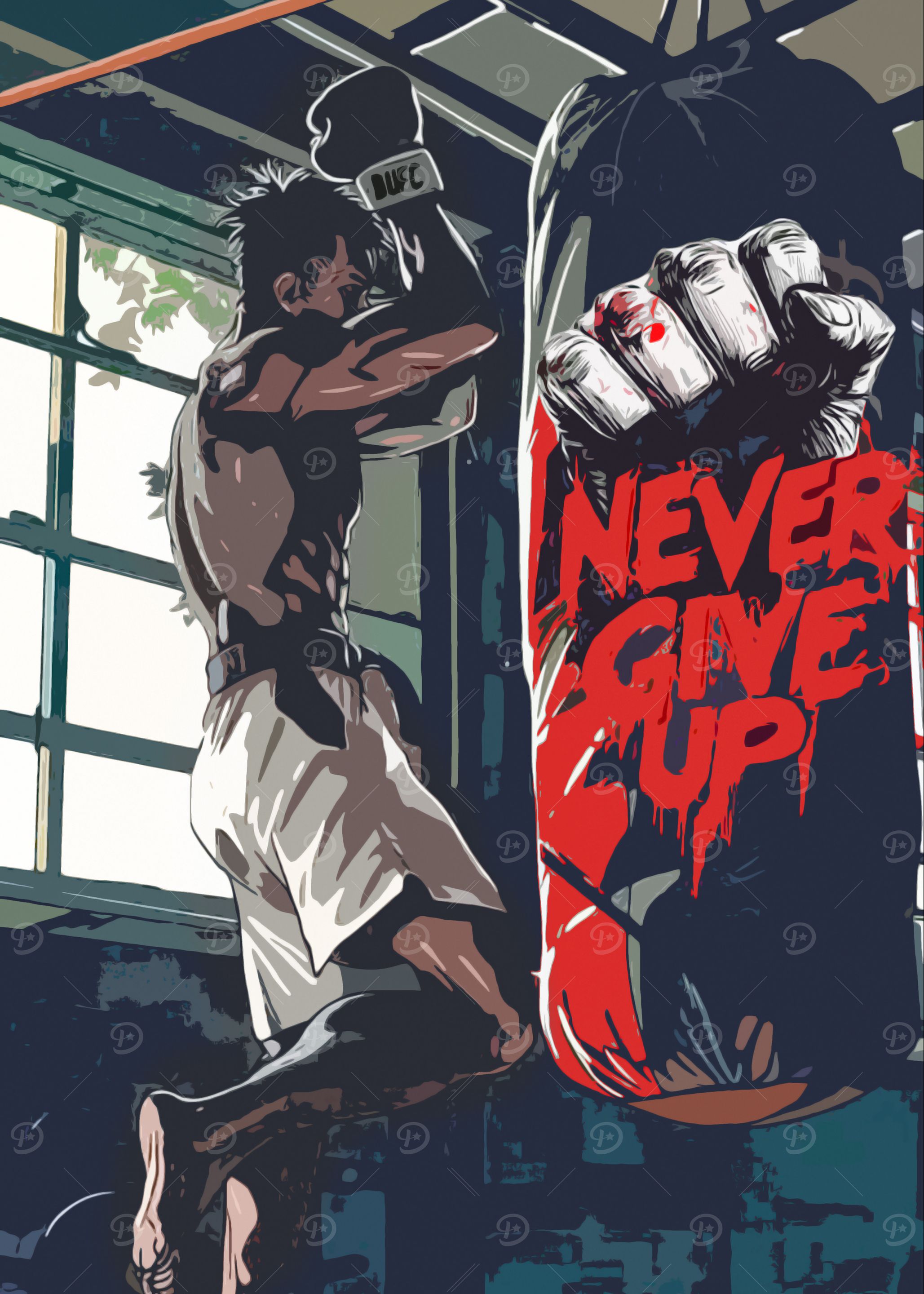 Boxer Training with Punching Bag