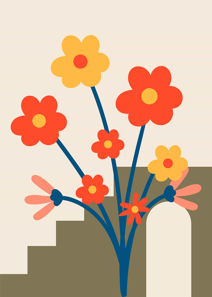 Retro Floral Bouquet Illustration