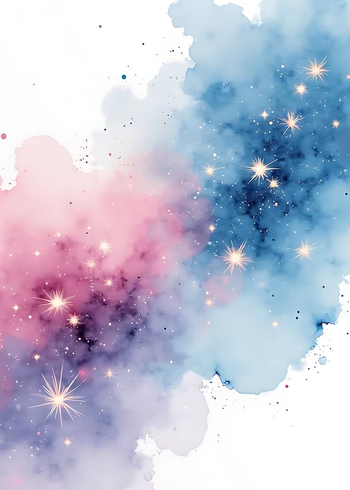 Watercolor Galaxy with Stars