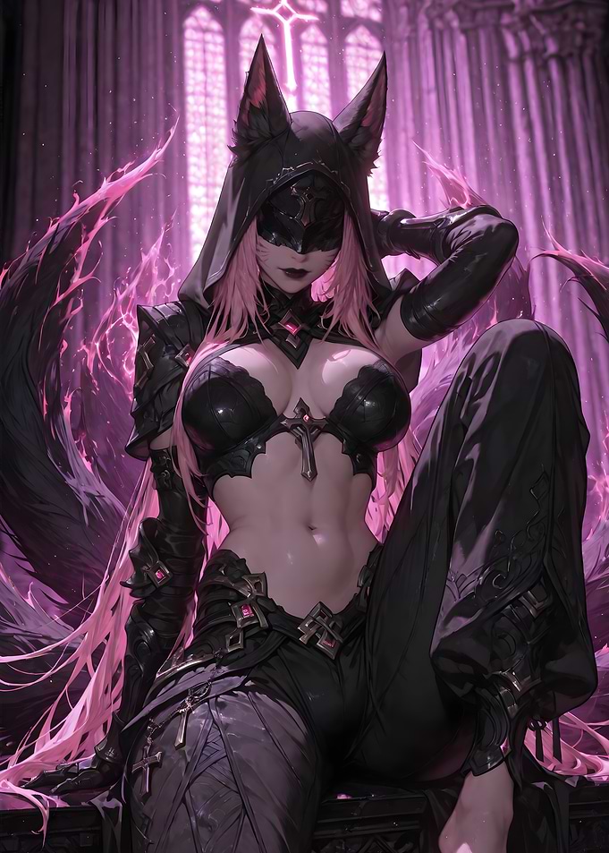 Hooded Woman with Mask and Armor