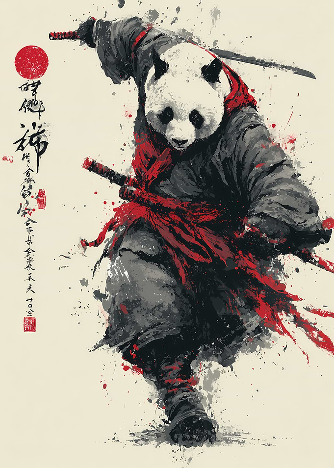 Panda Samurai Warrior Art