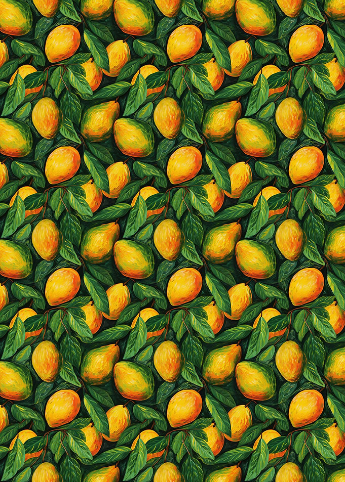 Mango and Leaves Pattern