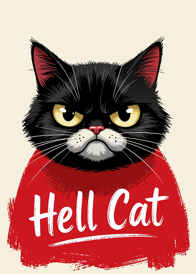 Grumpy Hell Cat Illustration