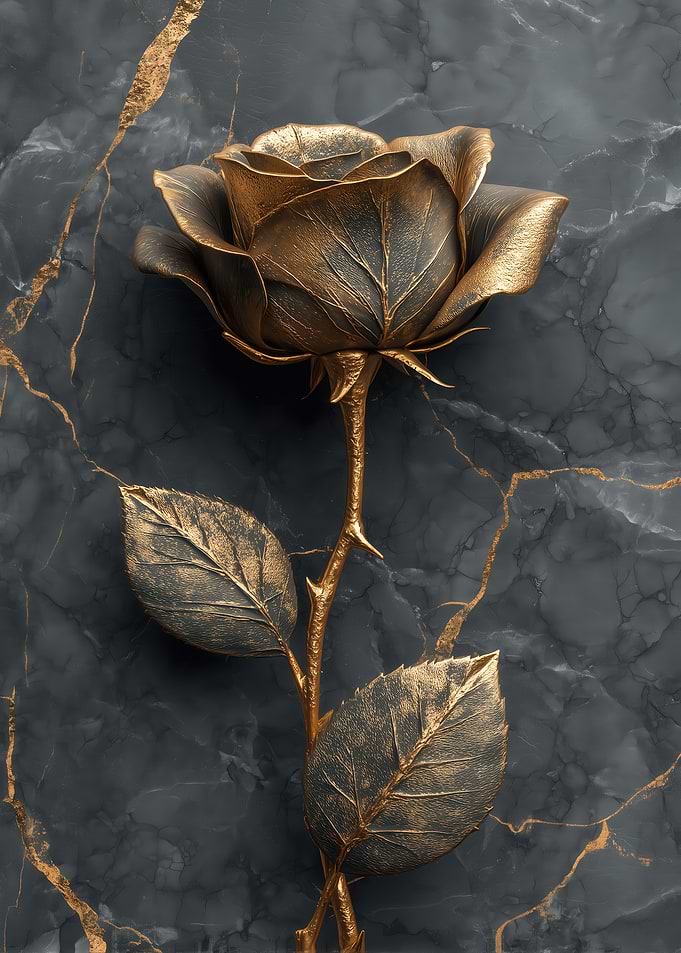 Golden Rose on Marble