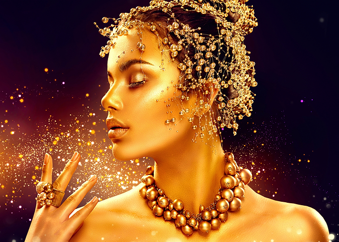 Golden Woman with Jewelry