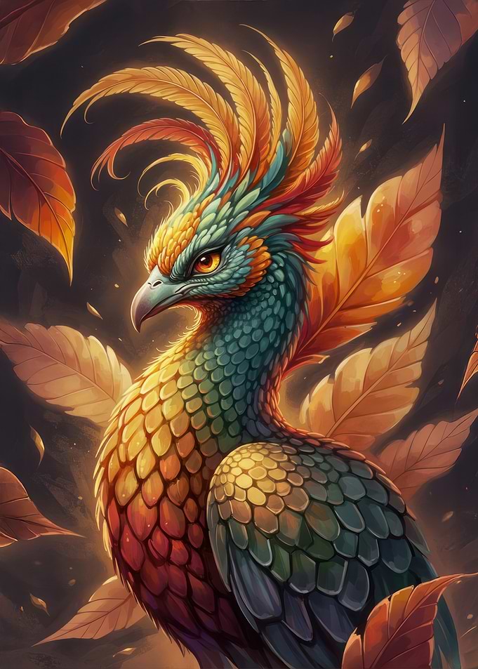 Colorful Phoenix Bird Digital Art