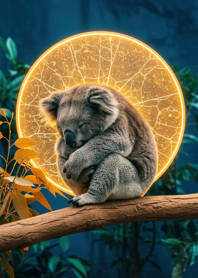 Sleeping Koala with Golden Halo