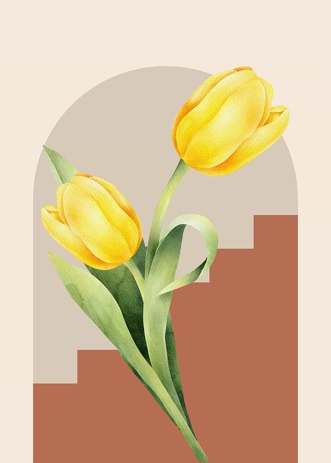 Yellow Tulips with Abstract Background