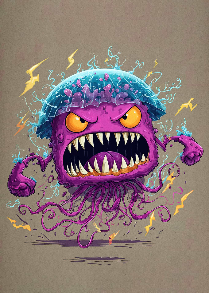 Angry Purple Monster Cartoon Illustration