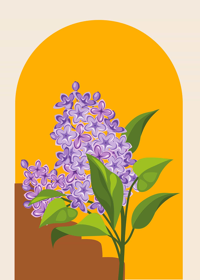 Lilac Flower Illustration with Arch Background