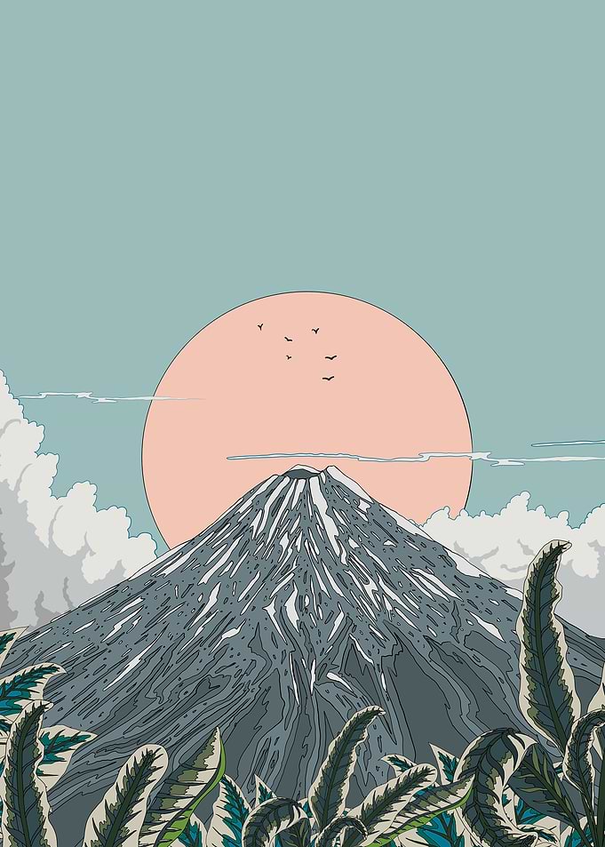 Mount Fuji Landscape with Rising Sun