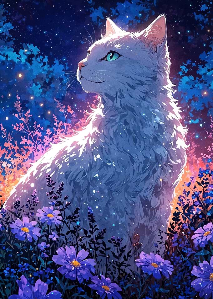 Cat Floral Meadow