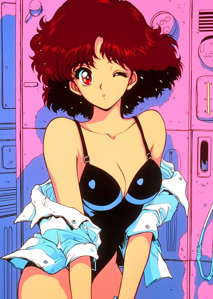 Anime Girl Winking in Lingerie