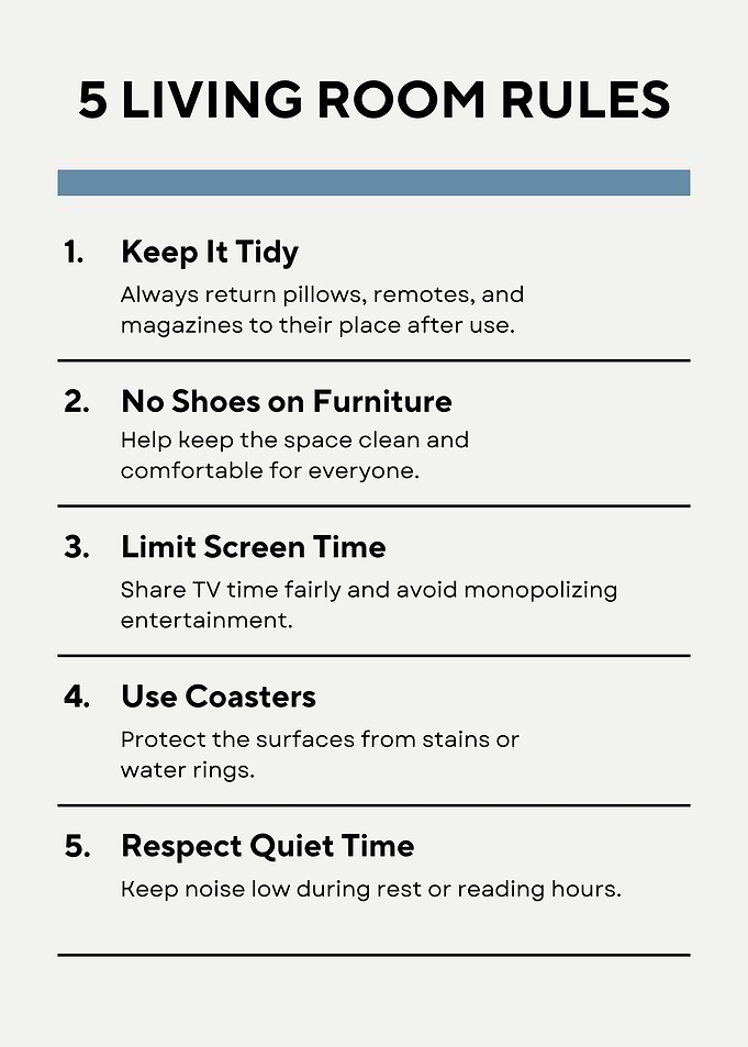 5 Living Room Rules Poster